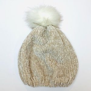 2 Chic Pom Pom Chenille Hat One Size